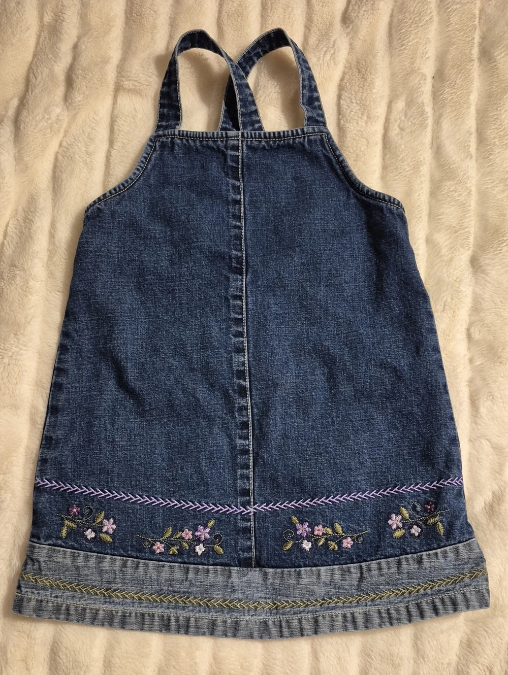 Gymboree Dark Blue Denim Embroidered Pinafore Dress